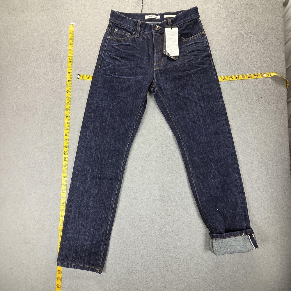 NWT Heavy Raw Selvedge Jeans Womens Indigo Blue Straight Leg Fits 26x29‎